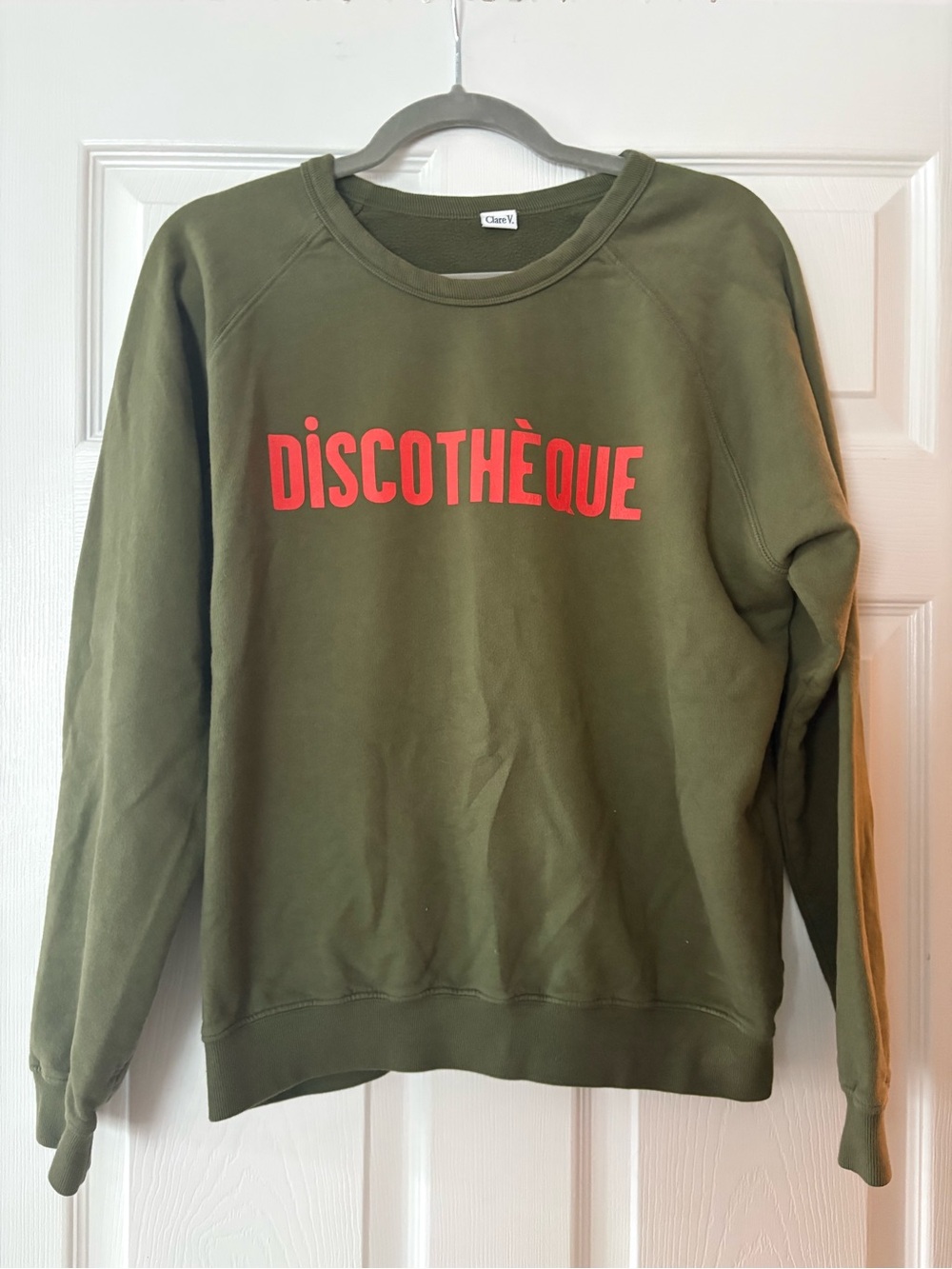 Discothèque Olive Green Graphic Sweatshirt by Clare V